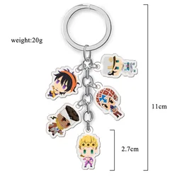 Anime JOJO Bizarre Adventure Key Chain Acrylic Character Figure Kujo Jotaro Pendent Keyring For Collection Gift