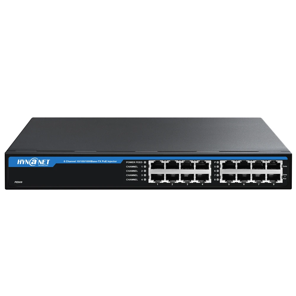 150W 48V Multi Port Gigabit PoE Injector with 8 Ports Power Over Ethernet for 48v poe device and IP Cameras