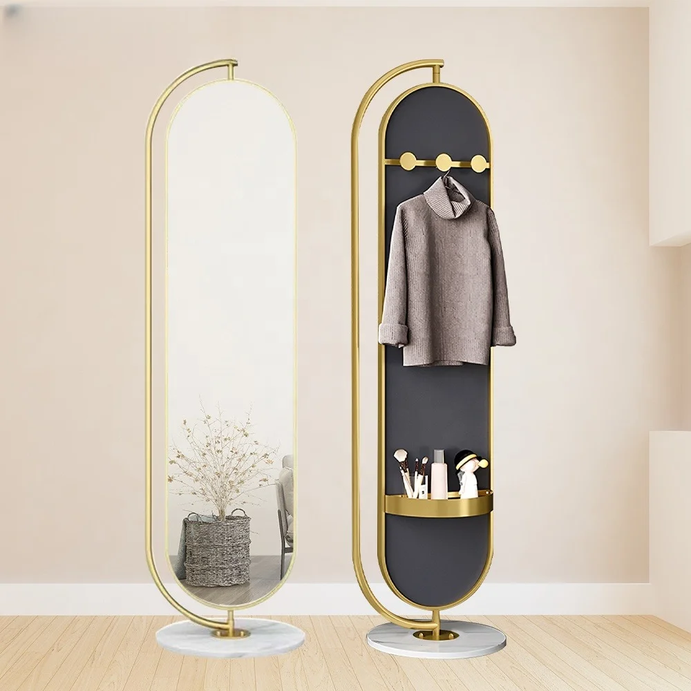 New Arrival Vintage Metal Framed Gold Black Big Large Long Full Length Hanging Oval Wall Standing Rotatable Espejos Mirror