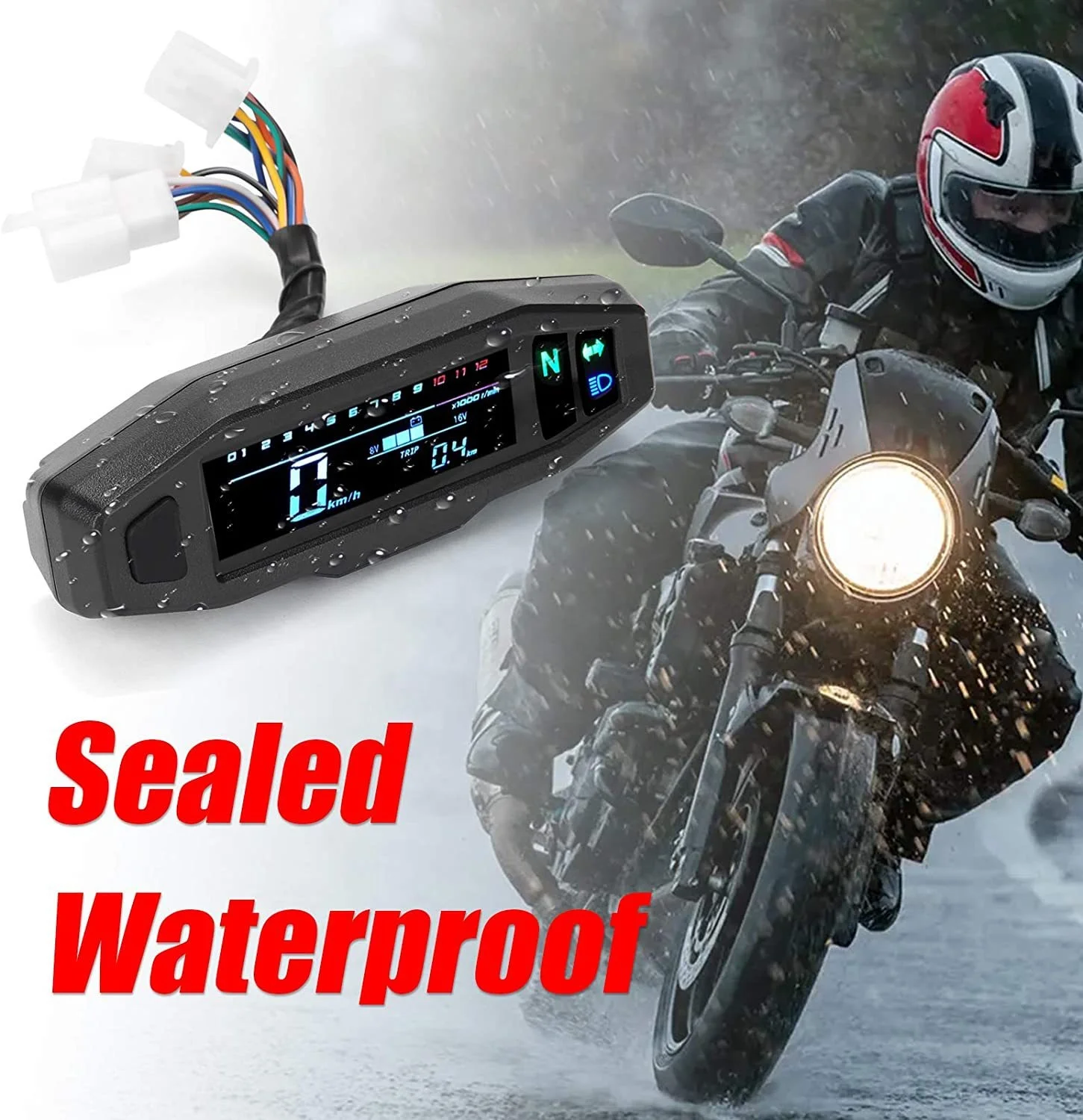 Motorcycle modified mini mini HD LCD speedometer Speed speed oil scale HD adjustable LCD