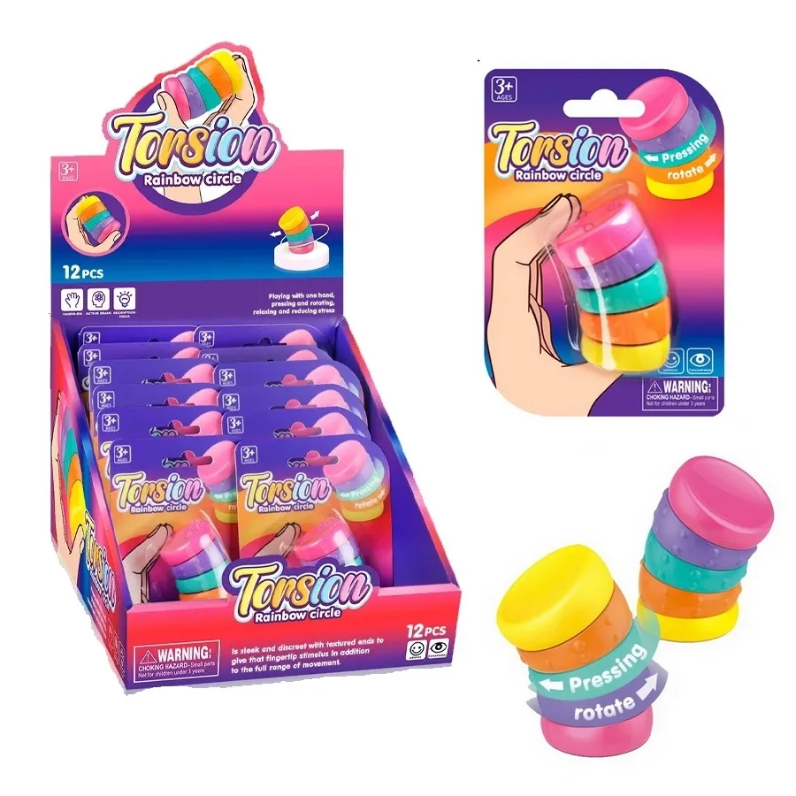 KSF Wholesale Tasion Rainbow Circle Decompression 360 Degree Rotate Colorful Fidget Toy Kid Relieve Stress Gift Children Toys