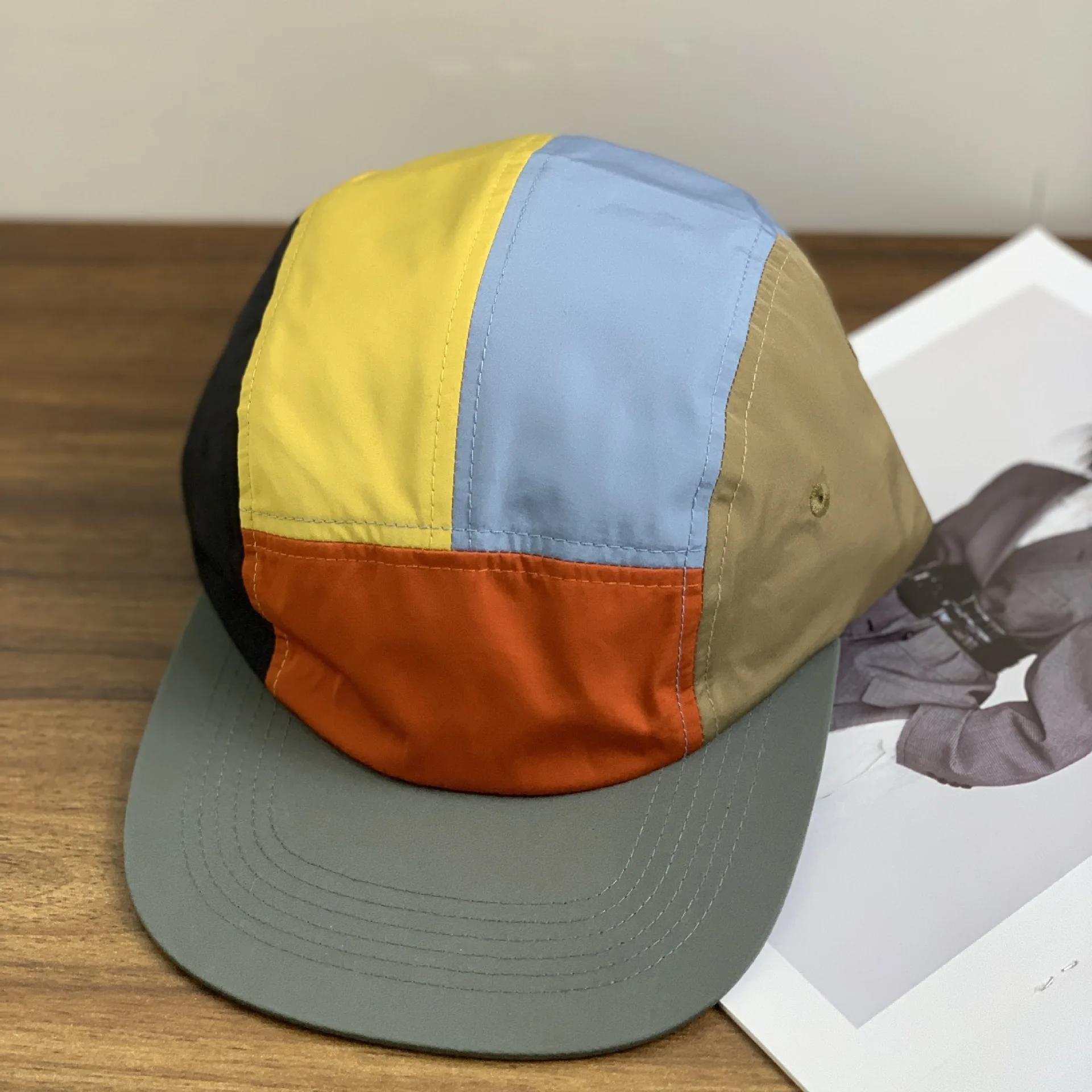 Custom Logo Contrast Color Blank Quick Dry Water Proof Baseball Cap For Men & Women 5 Panel Camp Cap Lightweight