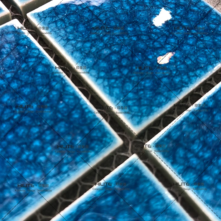 Premium Quality 306*306mm Ice Crack Glaze Blue Swimming Mosaic Tile Pool
