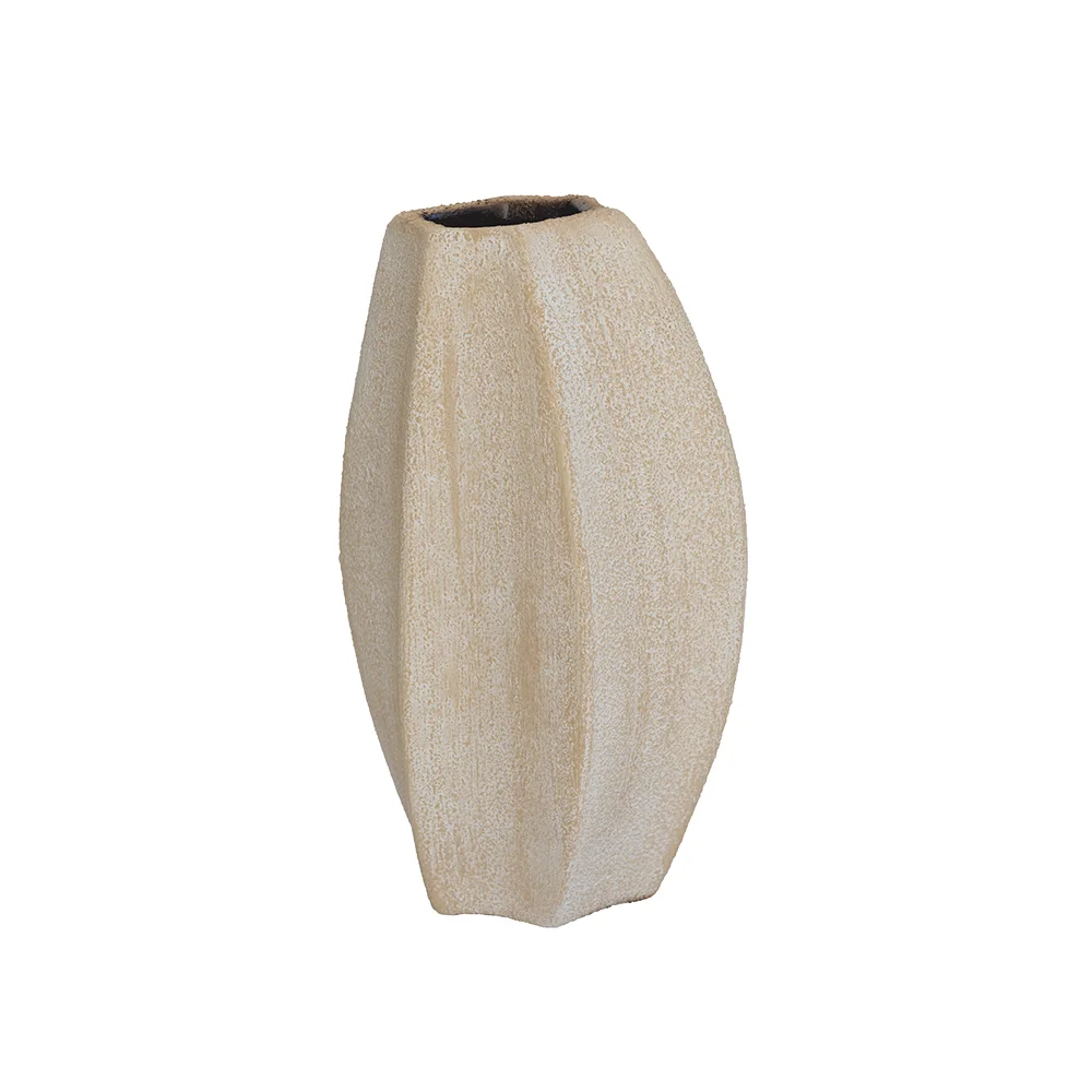 10 Inch Tabletop Decor White Ceramic Effect Vase Polyresin Flower Vase Home Decoration Clay Flower Pot