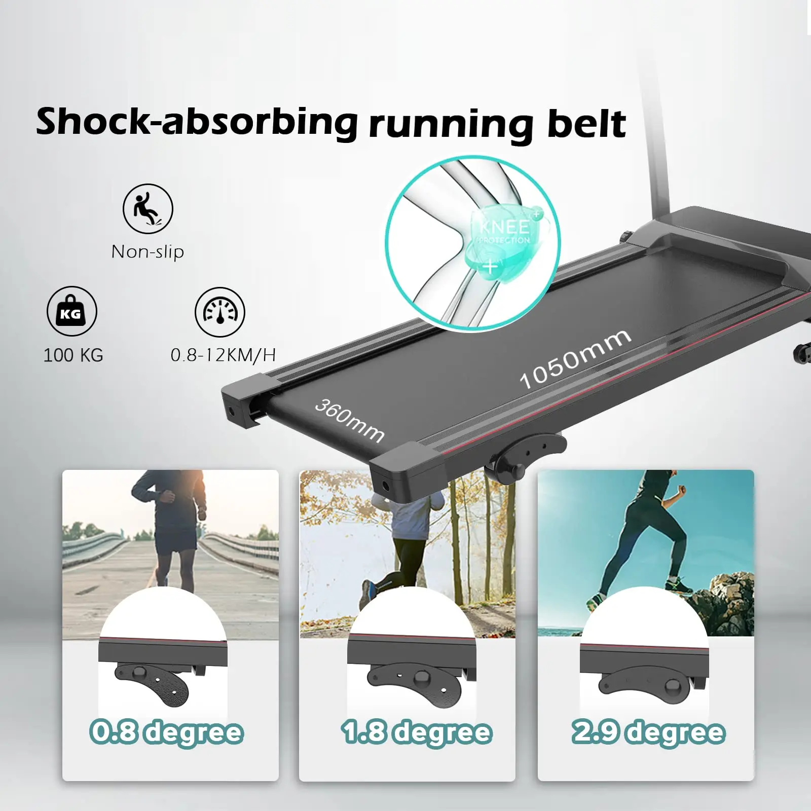 Home Use 12KM/H with 3 Level Incline Electric Running Machine Foldable Exercise Machine Folding Treadmill