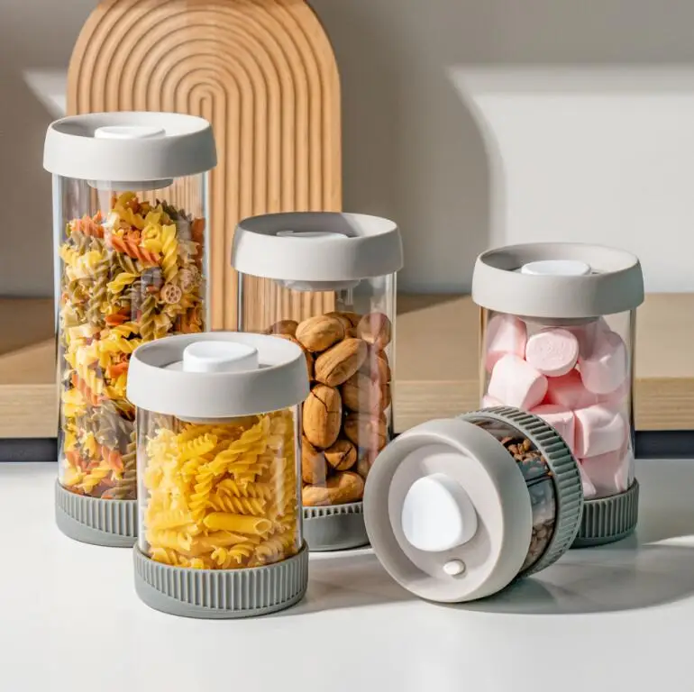IKOO Microwavable Airtight Glass Coffee Nuts Canister Set Logo Printed Food Container for Kitchen Storage Seasonings Packaging