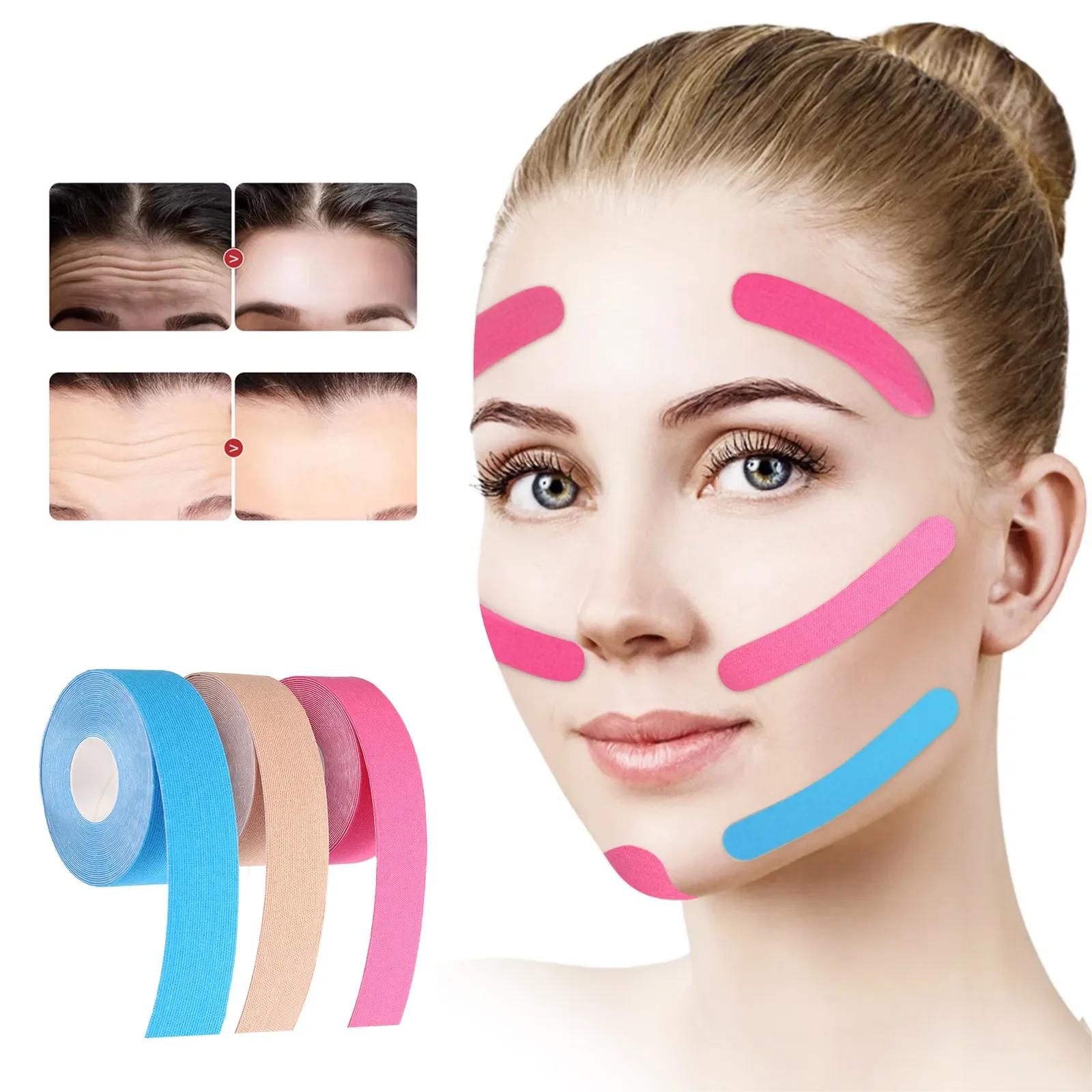 Wholesale Premium Sports Tape 2.5cm 10cm 15cm Light Pink Custom Facial Kinesiology Tape for Face with Print Logo
