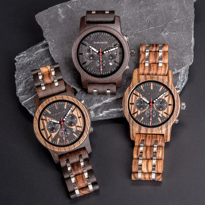 DODO DEER Popular bewel wooden watch Genuine Wood wood wristwatches in quartz watch For Men