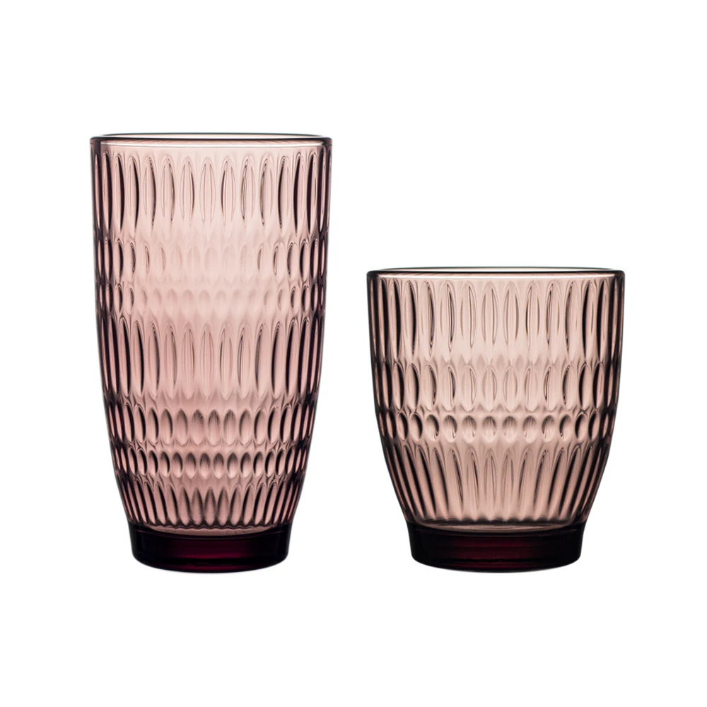 Hot Sale Embossed Glass Tumbler Solid Stripe Design for Parties Wine & Cocktail Cocktail Glass