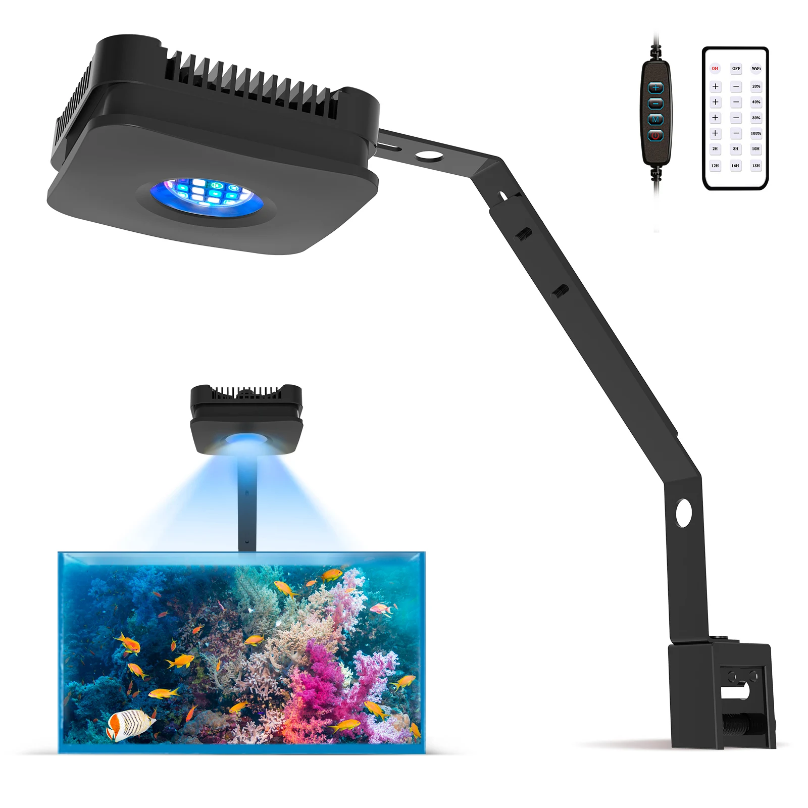 Wi-Fi Controlled Full Spectrum 30W Marine LED Reef Aquarium Light For Mini Coral Fish Tank