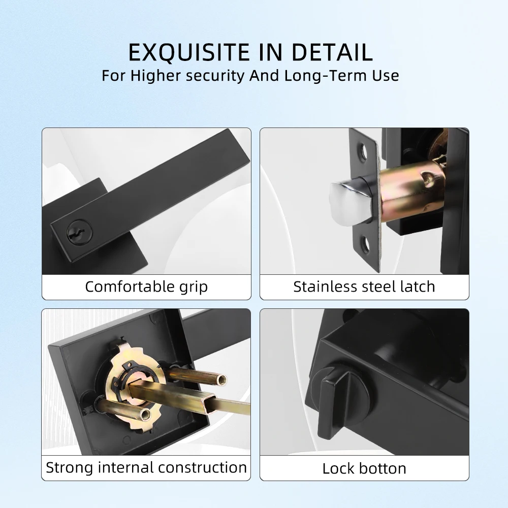 Roeasy USA door handle lock with key lock supplier door lock set with cylinder and handle