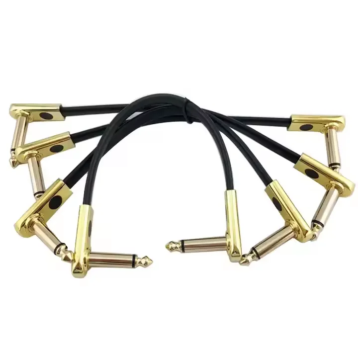 Pure Copper Plug 1/4 Instrument Cables Pedal Cable Kit Instrument Effect Pedal Patch Cordsmetal for Effect Pedals 6 Inch 15 Cm