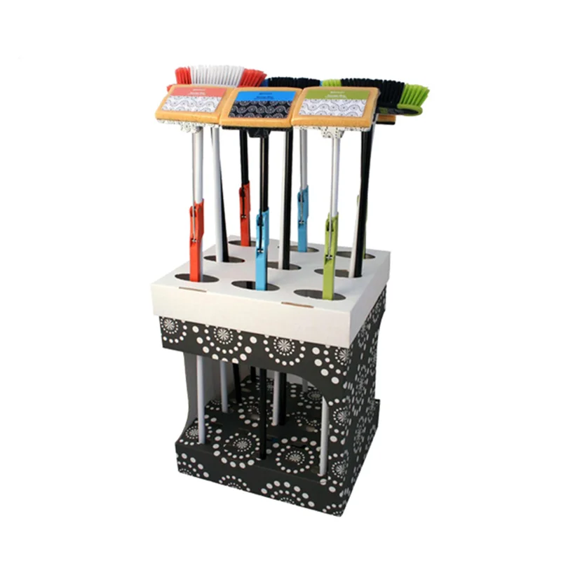 POS Floor Stand Cardboard Bins Display Rack Paper Counter Display for Broom