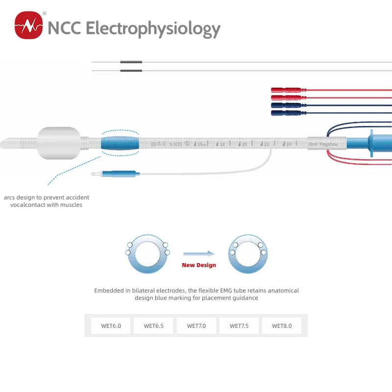 Эндотрахеальный катетер NeuTrack EMG для ИМК с встроенными двусторонними электродами конструкция предотвращающая контакт голосовыми связками размеры 6.0-8.0