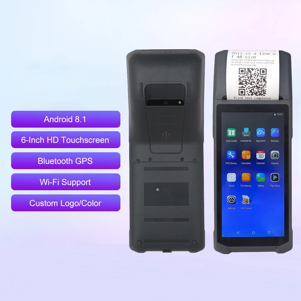6.0 Inch 4 Core Touch Screen Wifi Bluetooth Android Wireless Mobile Machine Payment Terminal Cash Register Handheld Pos