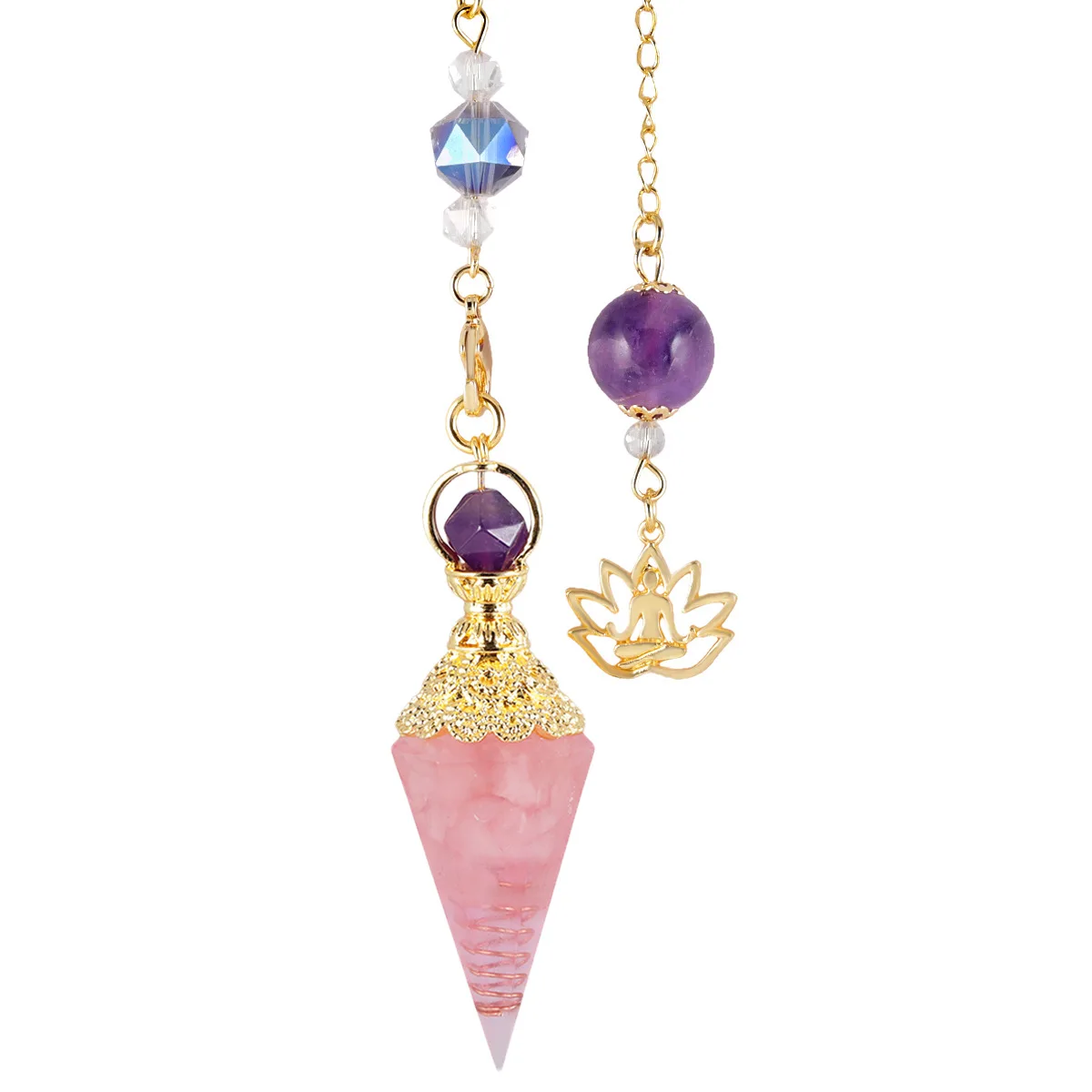 Factory Price Wholesale Lapis Lazuli Gemstone Dowsing Crystal Divination Pendulum Healing Stone Hexagon Gemstone Pendulum