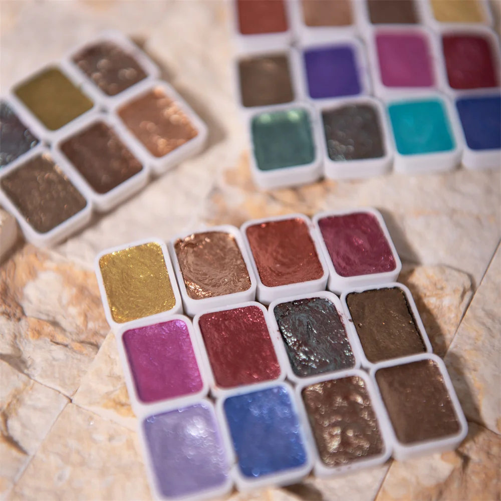 Nail Art Solid Pigment DIY Metal Pearlescent Nail Watercolor Blooming Painted Gel Solid Dyes