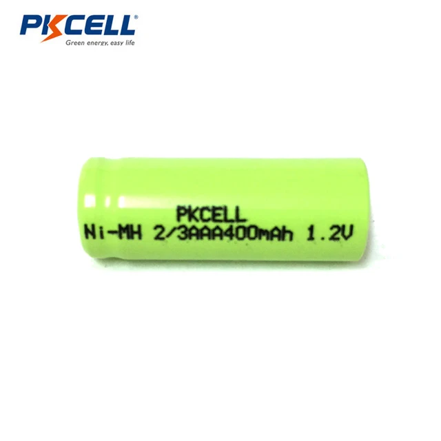 Small torch battery 2/3 AAA size 400mAh rechargeable nickel metal hybrid battery ni-mh cell flat button top