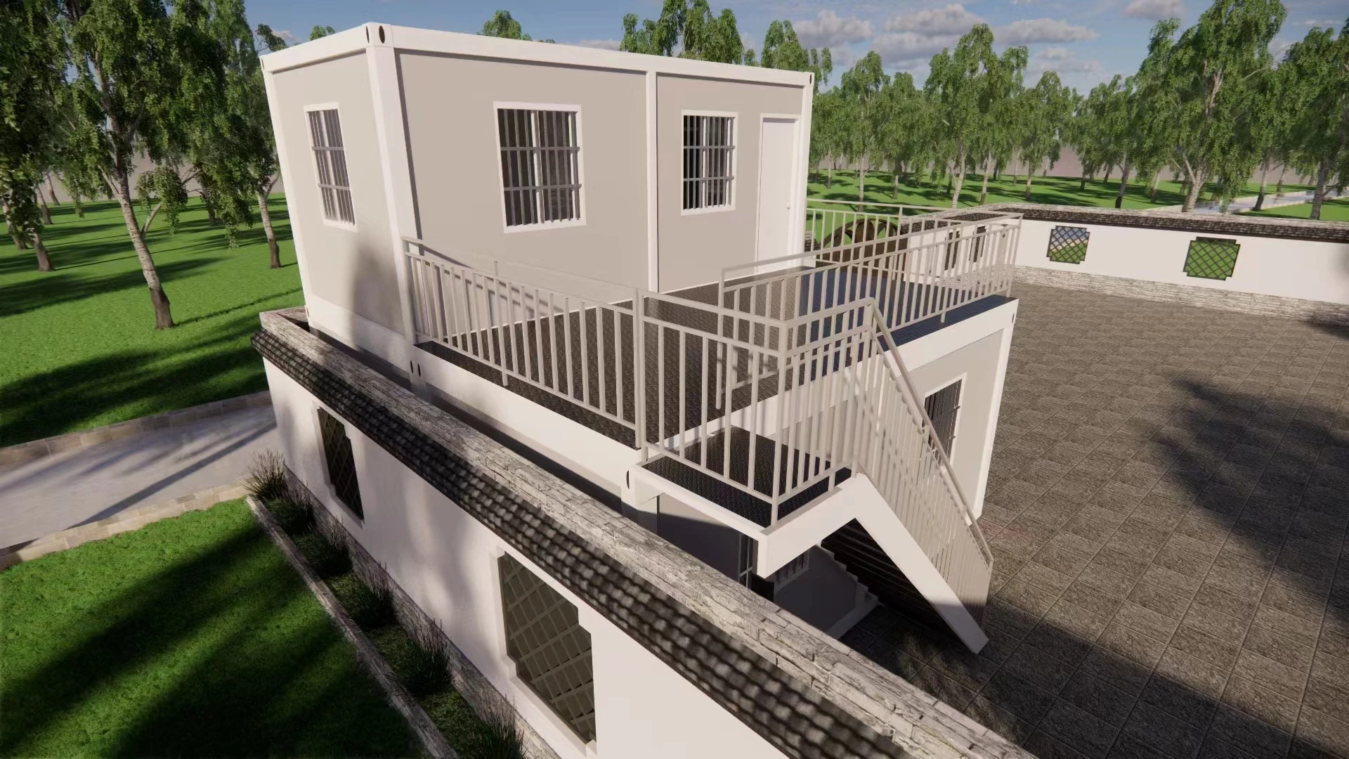 6x6m 2-Story Modular Prefab Steel Container House Flat Pack Detachable Office Bedroom Villa Bathroom Kiosk Made Sandwich Panel