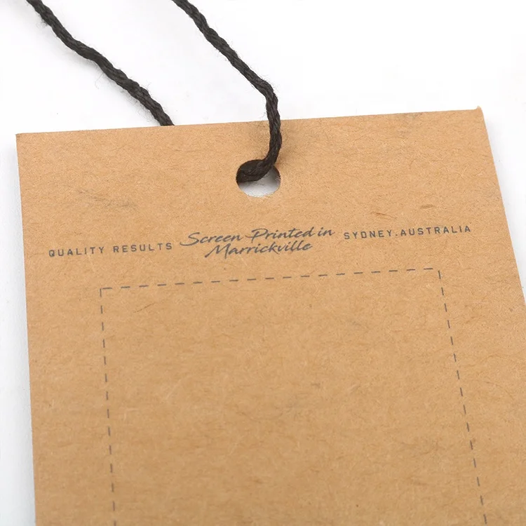 Wholesale Price Printed Brand Name Logos Custom Garment Accessories Recycled Vintage Kraft Paper Hanger Swing Hang Tags