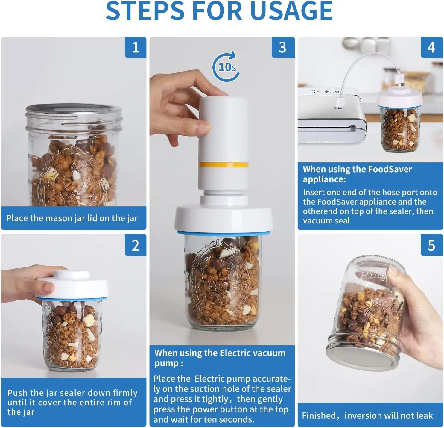 Беспроводной набор для герметизации стеклянных банок, ручной Электрический вакуумный упаковщик, кухонный аксессуар, совместим с FoodSaver