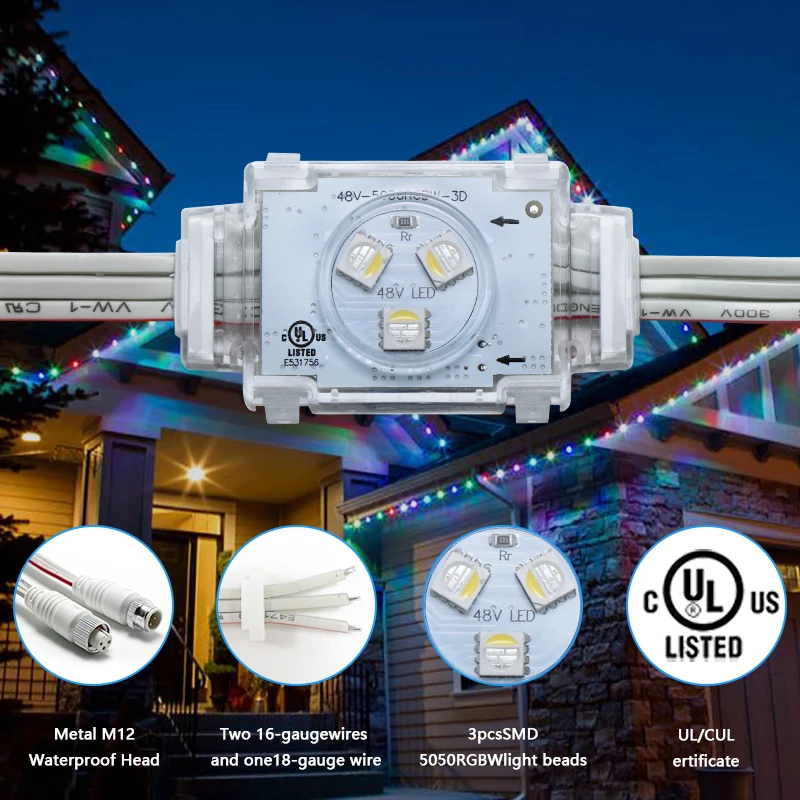 Smart 48V Outdoor Christmas Led String Lights Permanent Ip68 Exterior House Decoration Point Light