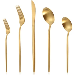 Restaurant 1810 Reusable Dinner Gold Table Coffee Tea Spoon Gold Cuttlery Flatware Wedding