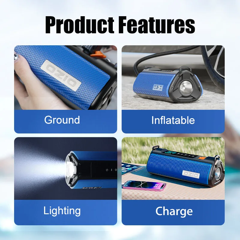 12V Peak 1000A Jump Starter Compatible Air Compressor 150 Psi Portable Car Emergency Tools Tire Inflator Car Jump Starter