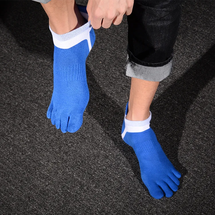 High quality cotton breathable mesh summer five fingers toe sock for men
