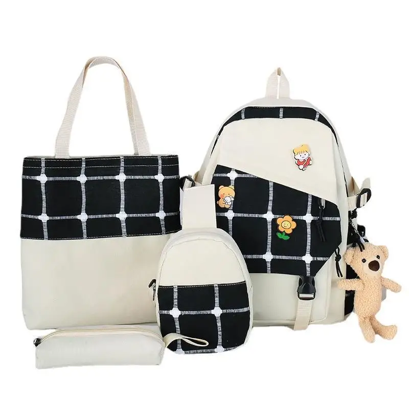 ZHUIYU New back bag female fashion school students backpack for junior high school girls four-piece set backpack