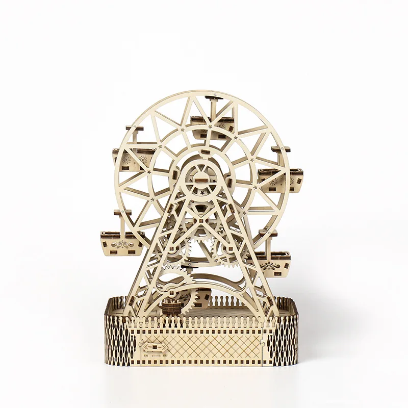 DIY wooden kids cross border jigsaw puzzle 3d puzzle toy ferris wheel assembly jigsaw toys emontessori toys