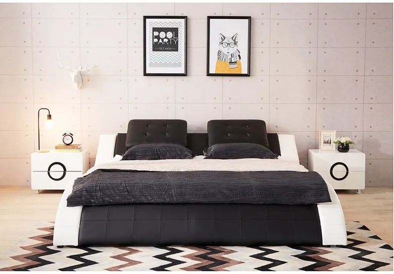 Modern nordic style double fabric bed other bedroom furniture for wedding