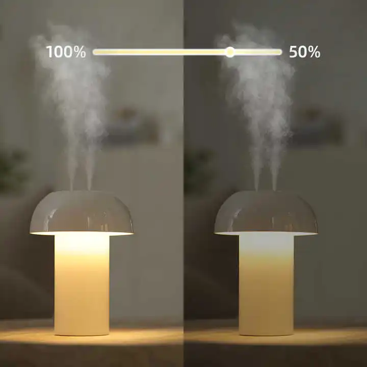 Creative Mushroom Light Ultrasonic Humidifier USB Portable Touch Control Night Light Aromatherapy Machine With Double Spray