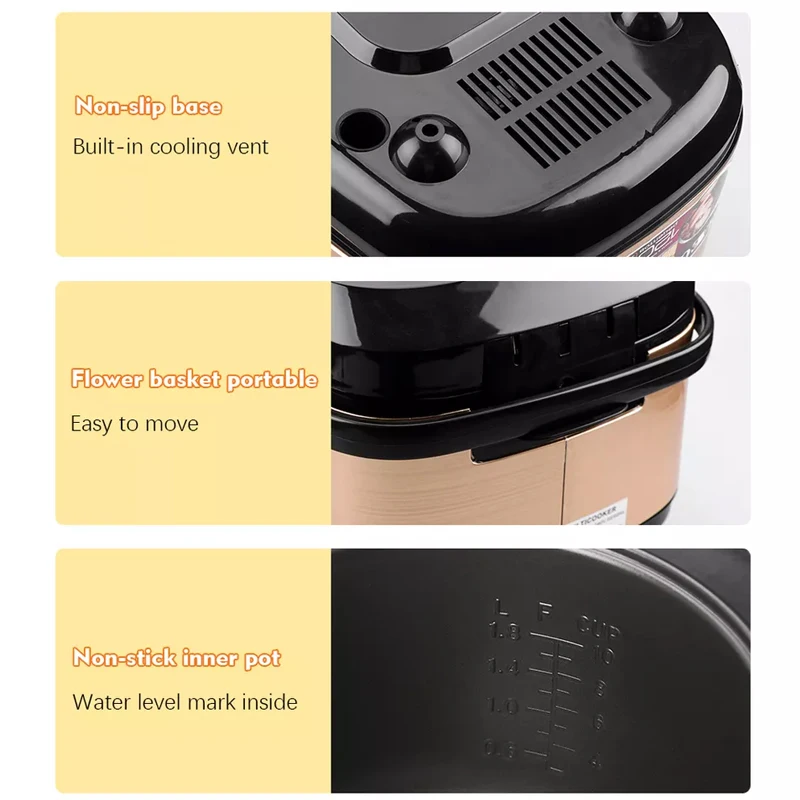 Smart Rice Cooker Household Non-Stick Pan 5 Liters Programmable Automatic electric rice cooker Stainless Steel Rice Cooker