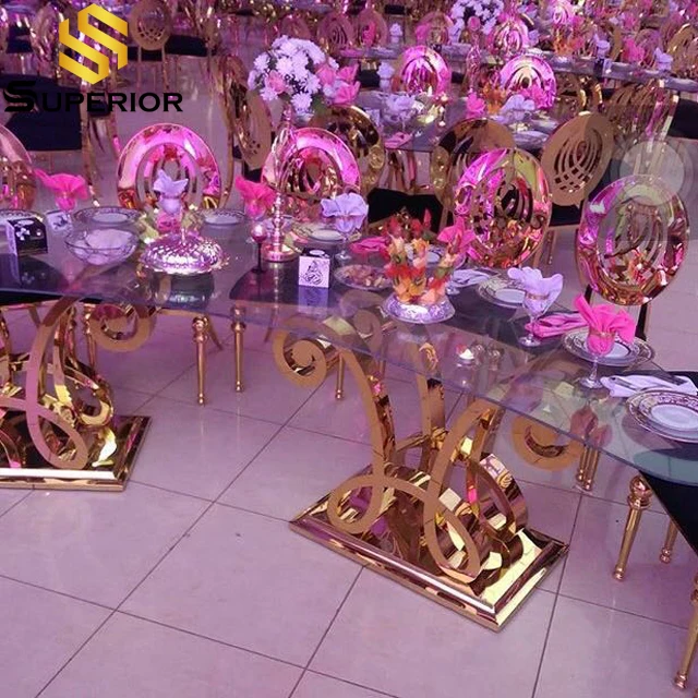 wholesale outdoor wedding glass half moon dining table