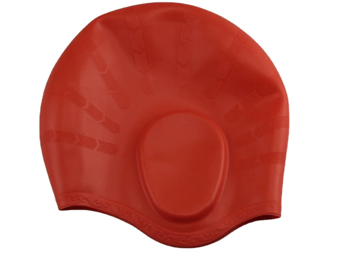 High quality nude silicone custom silicone swimming cap with ear cover