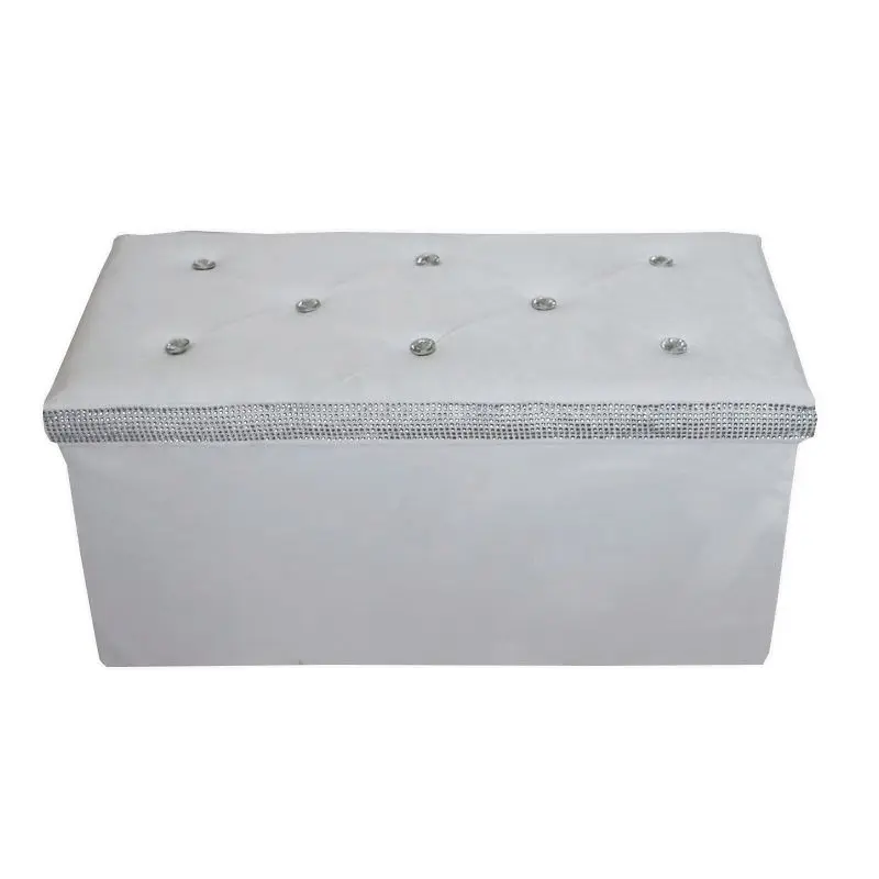 Home Decoration Flannelette Ottoman Stool &Ottoman Storage Stool With Diamond