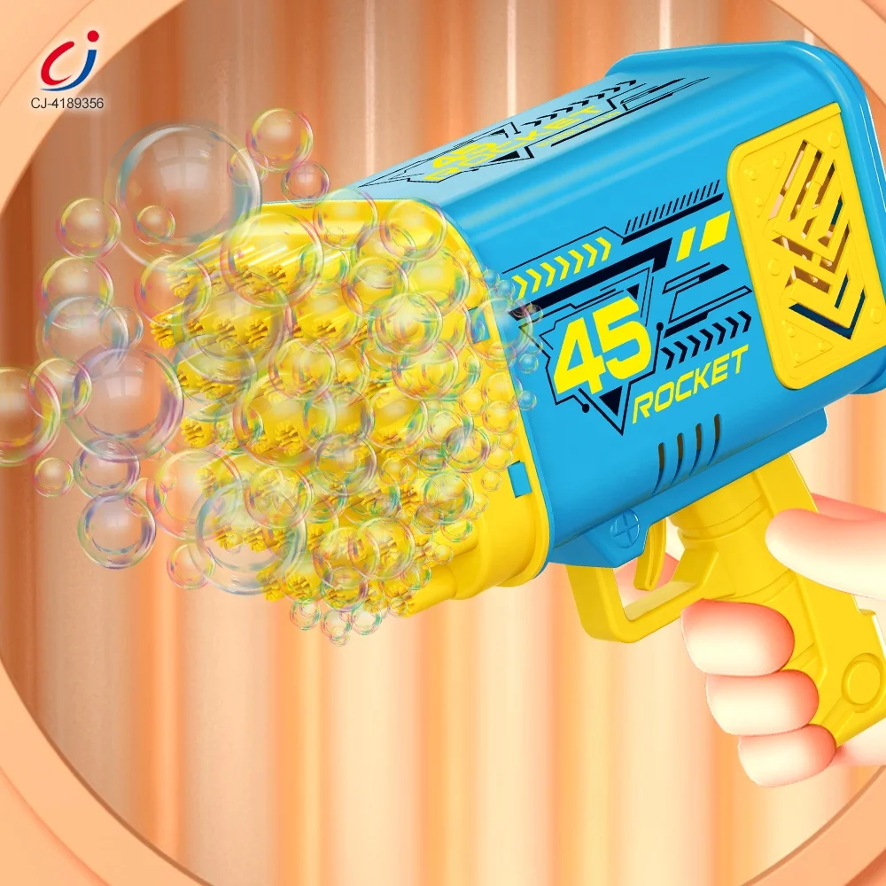 Chengji summer kids play game rocket launcher bubble machine 45 holes bazooka bubble gun outdoor toy