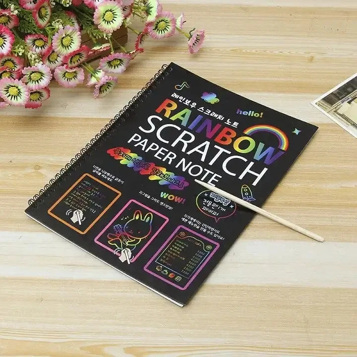 Christmas Personalize Design Scraping Magic Color Rainbow Black Gold Scratch Art Paper Notebook for Children
