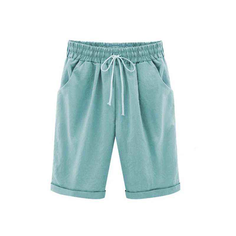 Wholesale summer female high quality five-point pants casual loose plus size shorts women elastic waist cotton shorts women