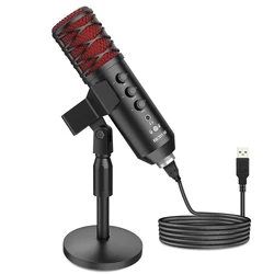 Cardioid Desktop Condenser PC USB Computer Microphone for Voice Over Skype YouTube Videos Vocal Recording Mic