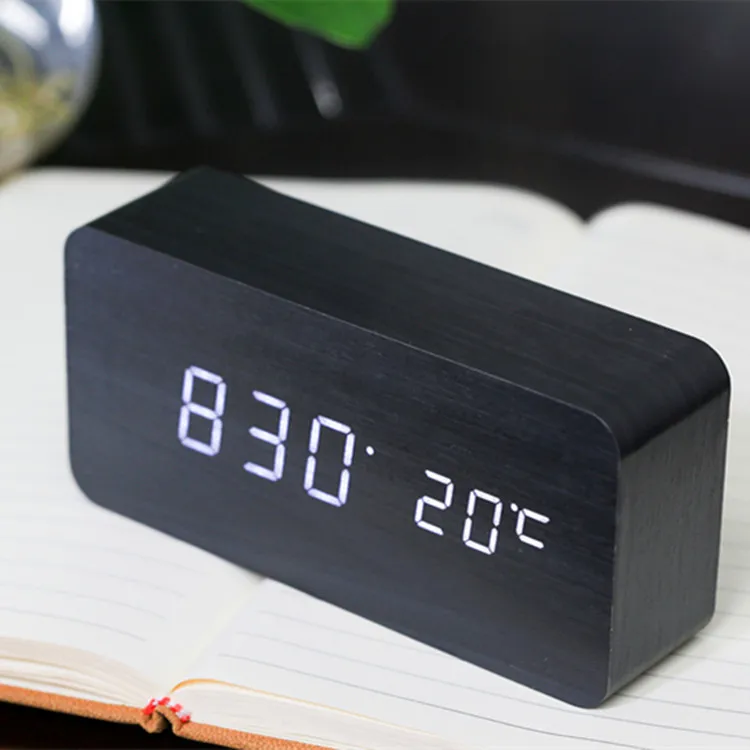 factory direct bedside desk calendar digital wooden led alarm desk clock radio alarm clock speaker hotel alarm clock radio