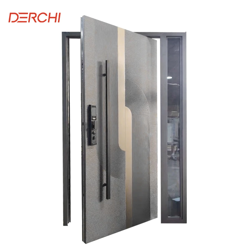 DERCHI USA modern contemporary decorative double pivot door security entry/front/exterior/entrance aluminum doors for homes
