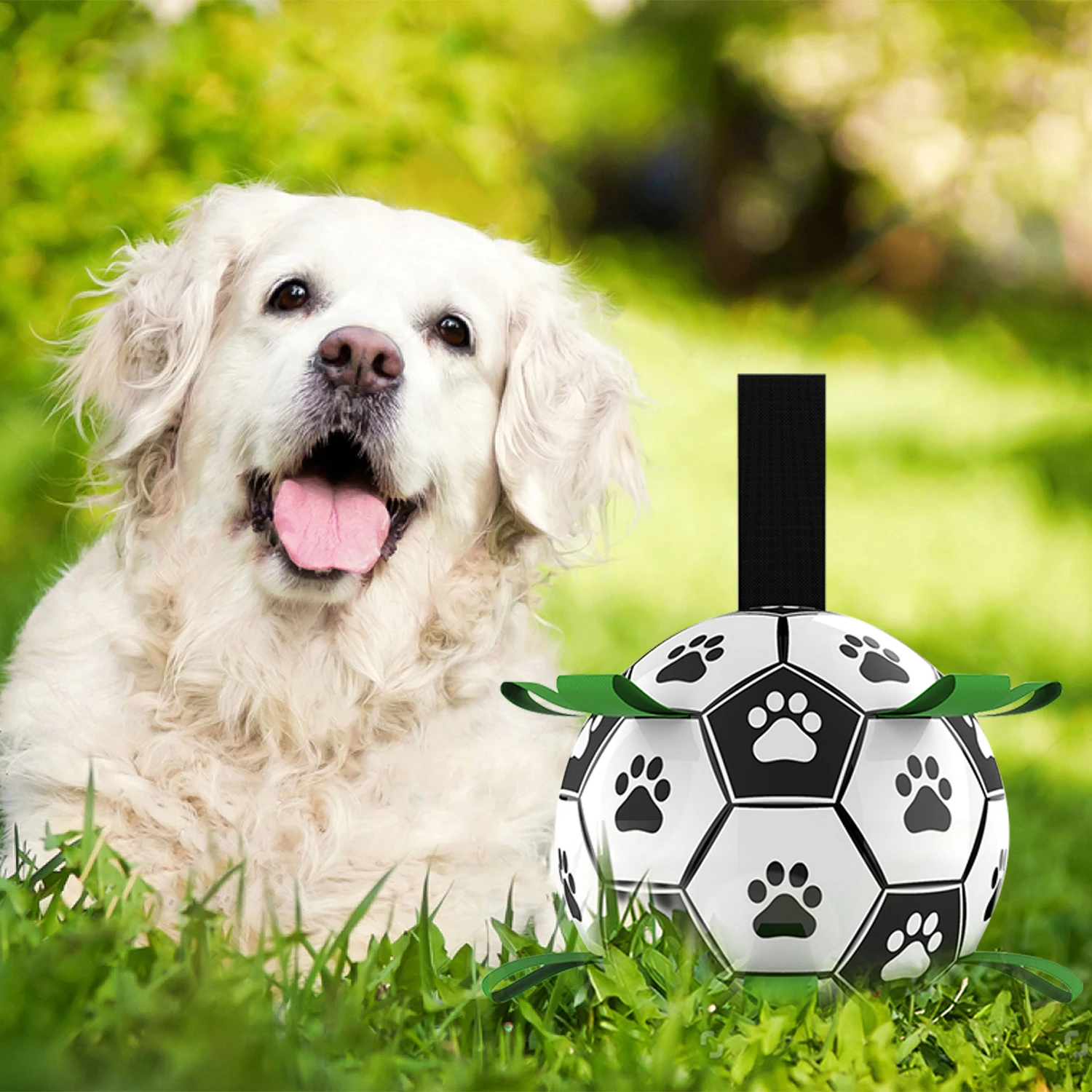 Kinyu Original Factory On Stock Dropshipping Classic Toys Interactive Dog Football Soccer Ball With Tab For Medium And Large Dog