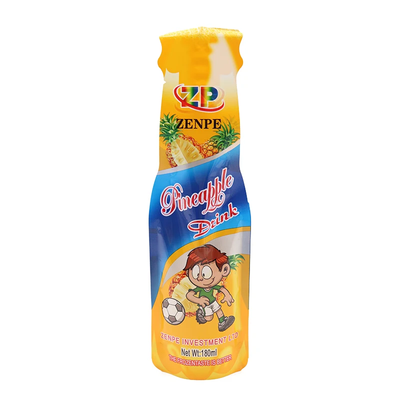 Factory Wholesale special bottle shaped pouch beverage injection packing bag soft plastic Yogurt juice spout pouch with straw