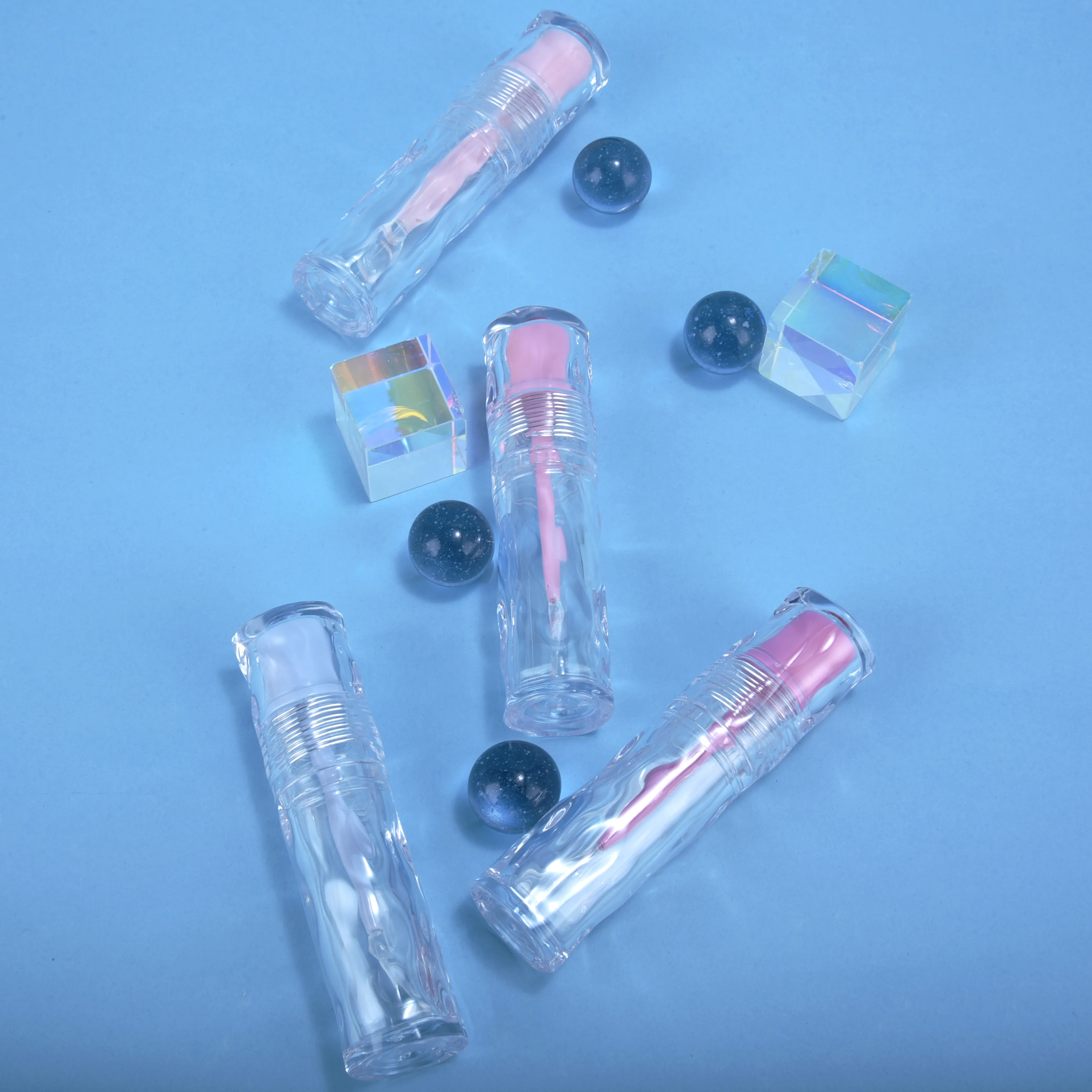 cute water wave bottle shape transparent silicone applicator lipgloss containers wand tubes