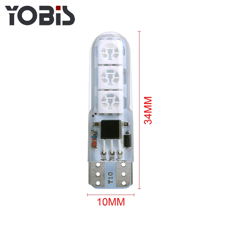  Автомобильная светодиодная лампа Yobis T10 5050 6SMD с дистанционным управлением RGB для салона