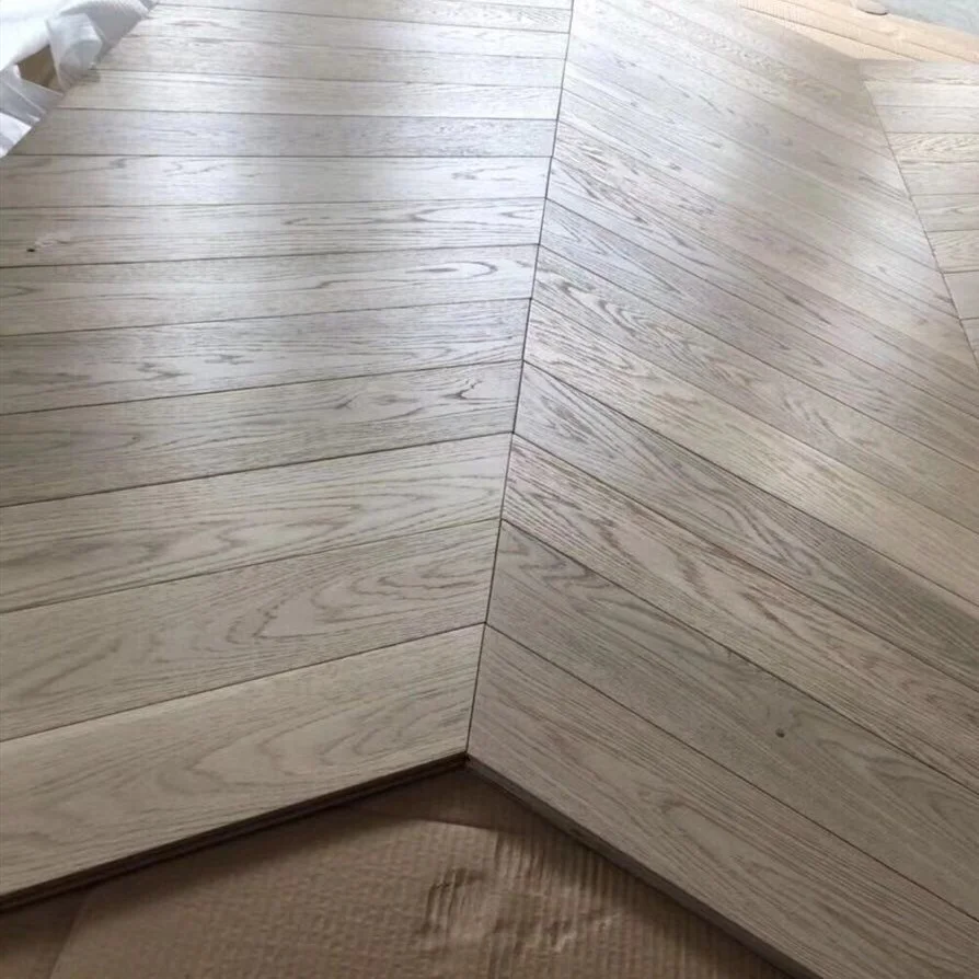 European White oak engineered chevron parquet