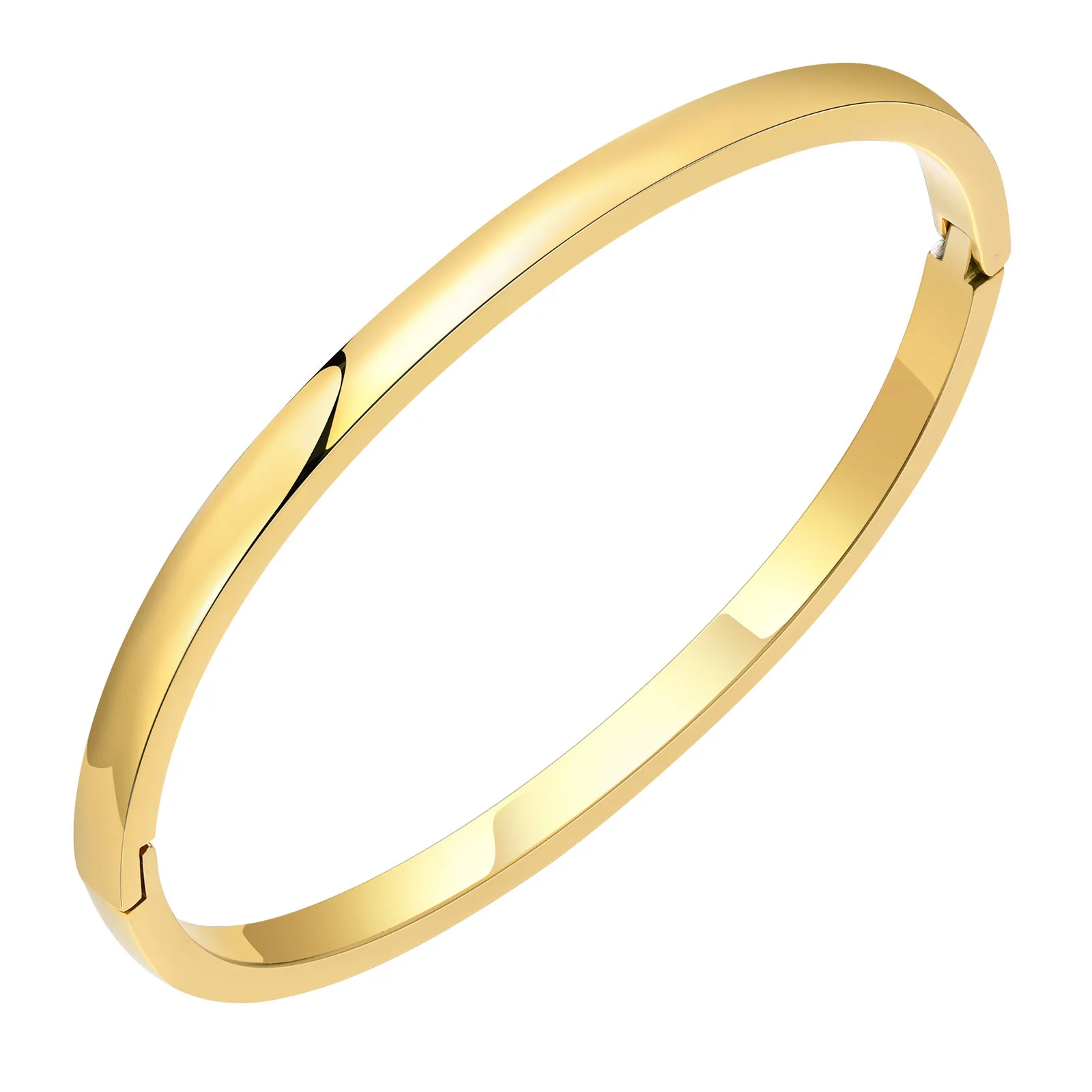 BG006 High Polished 5MM Solid Stainless Steel Bangles Women Cuff Bracelet 18K Gold PVD Stacking Bracelet Minimalist Jewelry