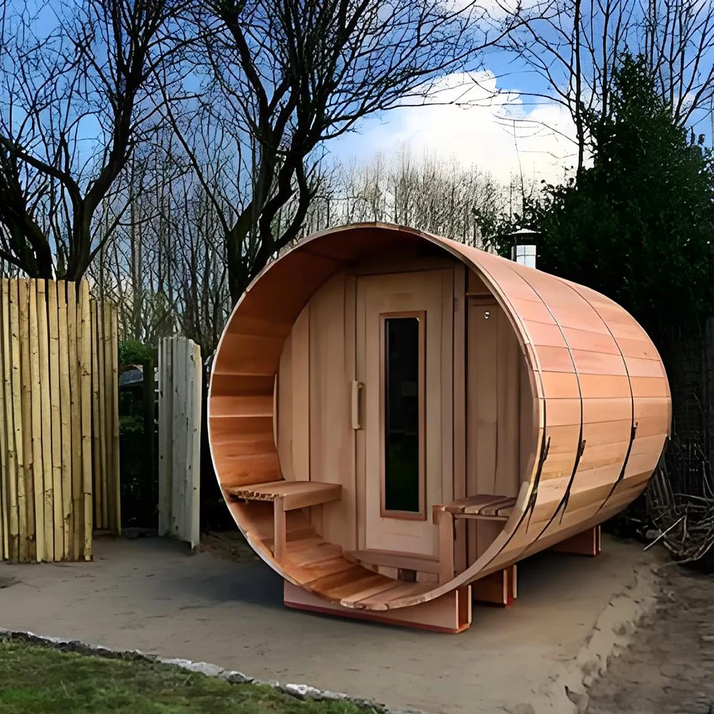 Factory direct sales Russian style outdoor cedar barrel sauna room